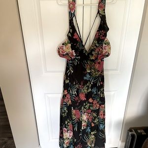 Tropical Print Tie Back Dress
